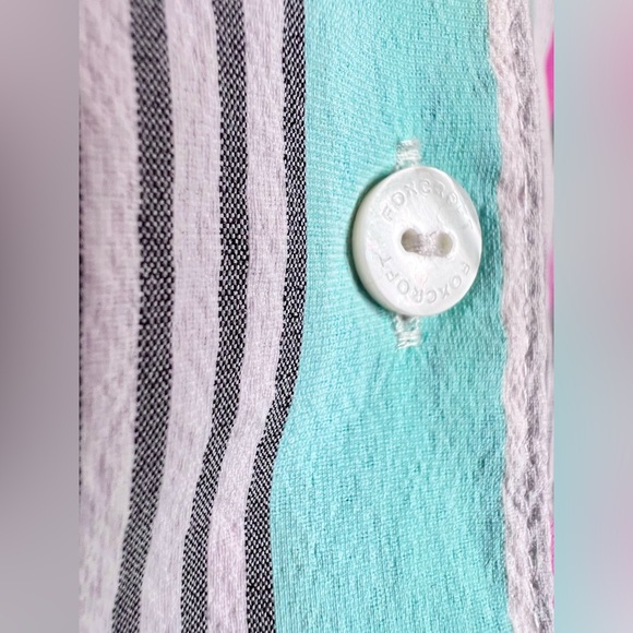 Foxcroft Reese Stripe Seersucker UPF Top Size 10P Colorful Wrinkle Free Roll Tab - Picture 11 of 16
